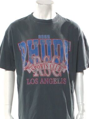 RHUDE Sports Club Los Angeles Black Graphic crew neck distressed Tee shirt XL